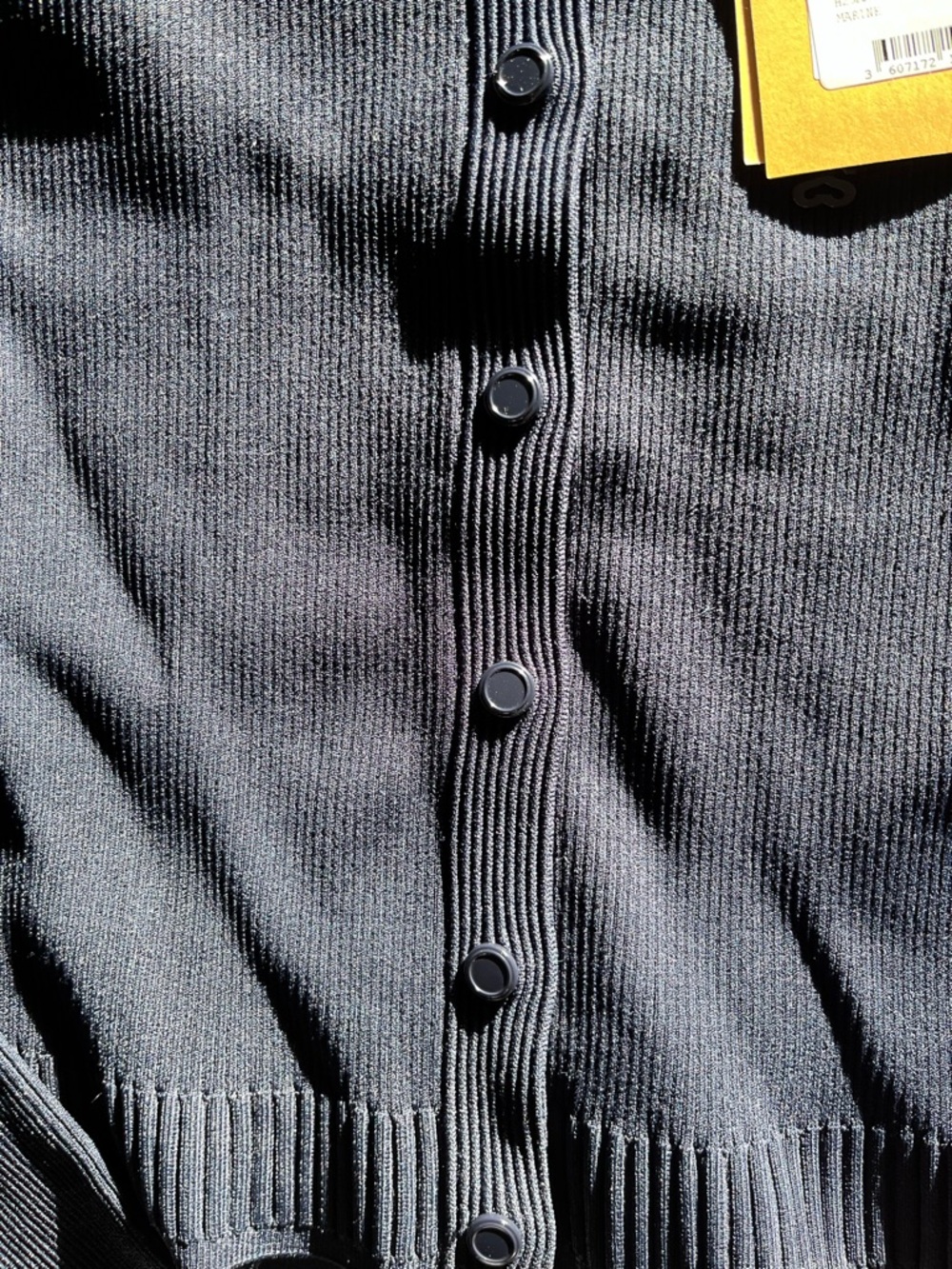 Sandro Navy Ribbed Button Cardigan with Logo Button - Picture 3 of 3